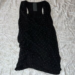 100% silk embellished tank top black m/l